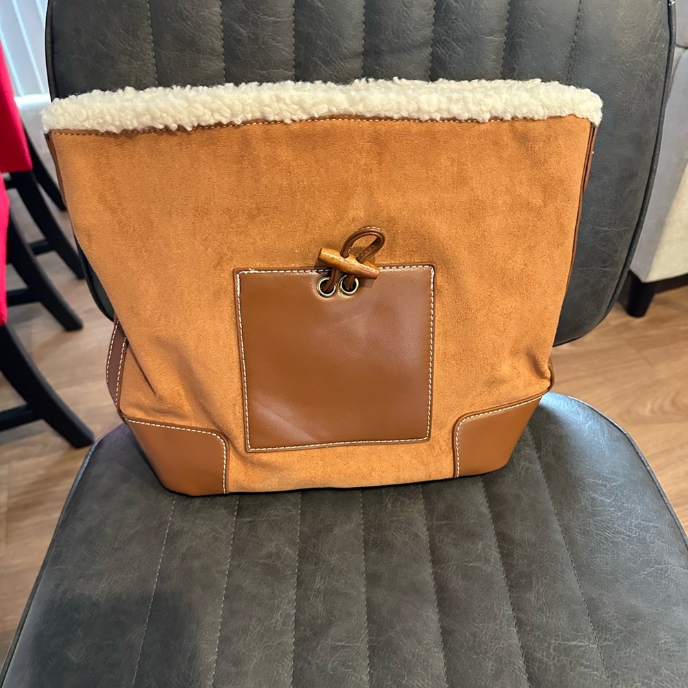 Tan Suede and Leather Women's Bag